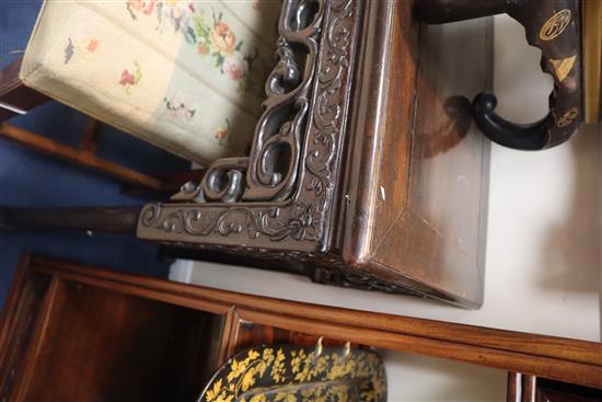 A 19th century Chinese hongmu small altar table, H. 78cm, W. 98cm, D. 45cm
